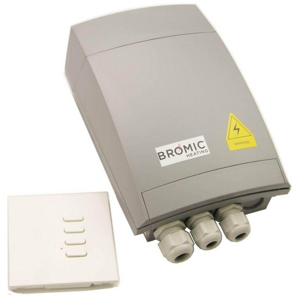 Bromic Cobalt electric heater control unit and remote for wall/ceiling mounted heating solutions.