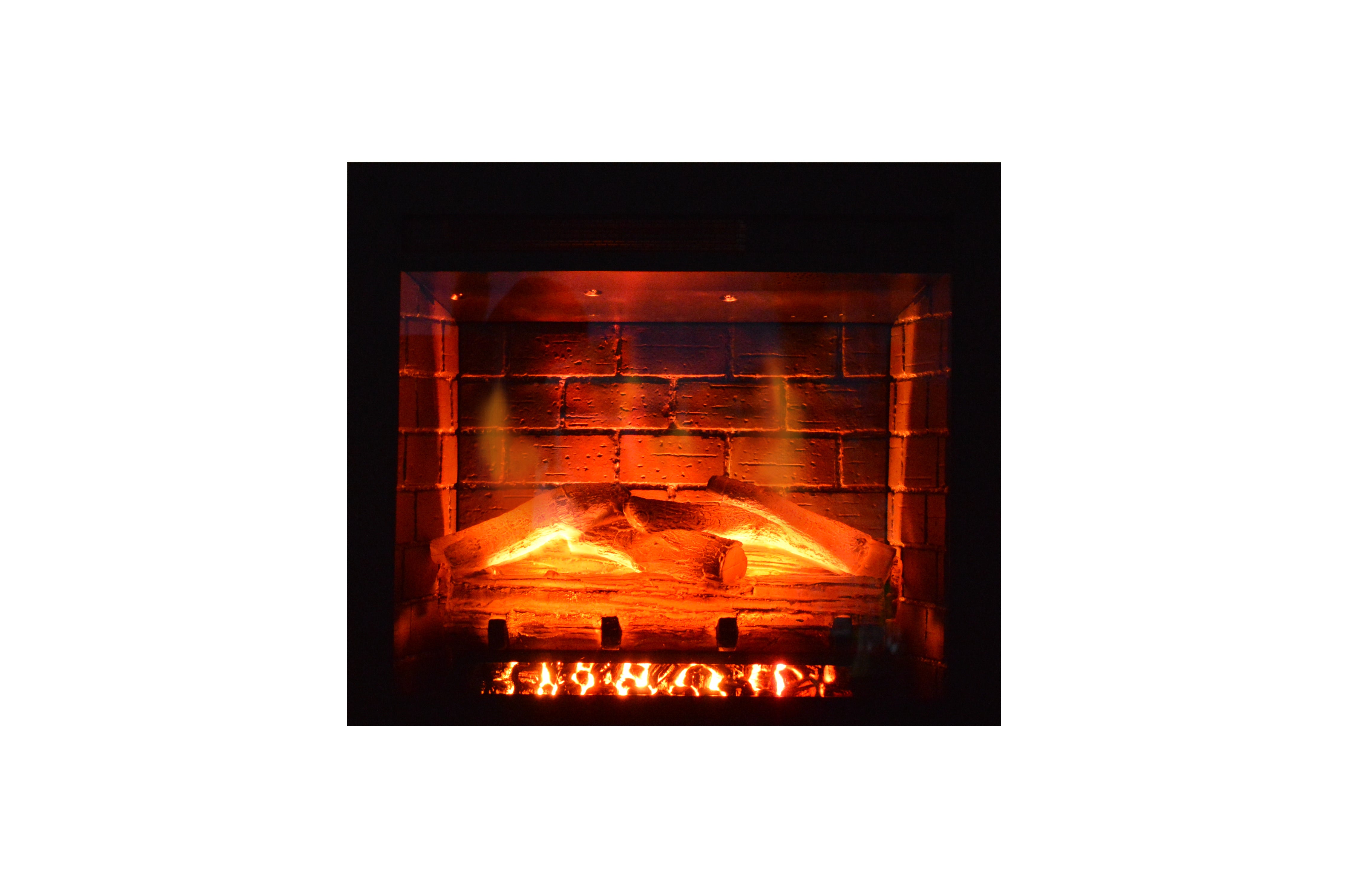 Classic Edition Electric Fireplace by Fire & Ice - Digital fireplace with glowing logs on a white background