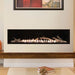 Empire Boulevard 60-Inch Linear Vent-Free Gas Fireplace - Modern electric fireplace with decorative logs on a white wall with a framed abstract painting above.