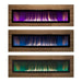 Empire Boulevard 60-Inch Linear Vent-Free Gas Fireplace - Three electric fireplaces with different color flames on a white background