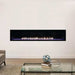 Empire Boulevard 72-Inch Linear Vent-Free Gas Fireplace - Modern electric fireplace mounted on a white wall with a glass coffee table in front.