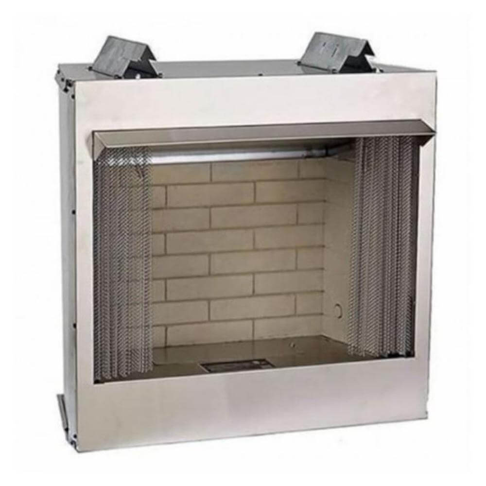 Empire Carol Rose Outdoor Premium Stainless Steel Firebox - Stainless steel fireplace screen with mesh design on a white background