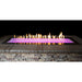 Empire Carol Rose Outdoor Stainless Steel Linear Gas Burner - Fire pit with flames and a stone base on a white background