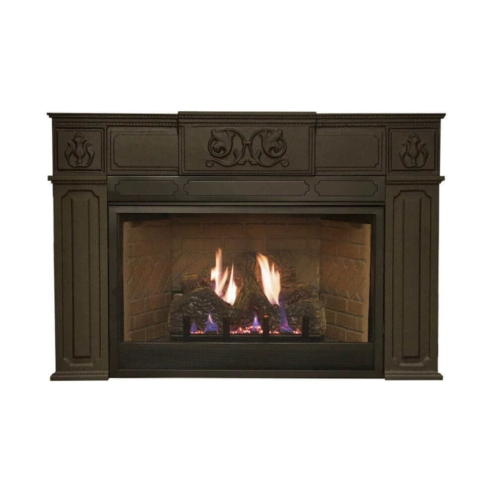 Empire Innsbrook 31-Inch Vent-Free Gas Fireplace Insert - Decorative fireplace with a lit fire on a white background