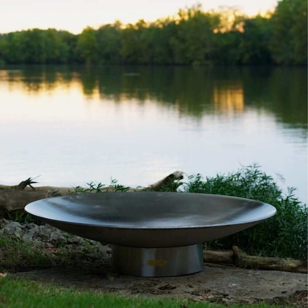 Fire Pit Art Bella Vita 70-Inch Handcrafted Stainless Steel Gas Fire Pit - no rocks and flames 