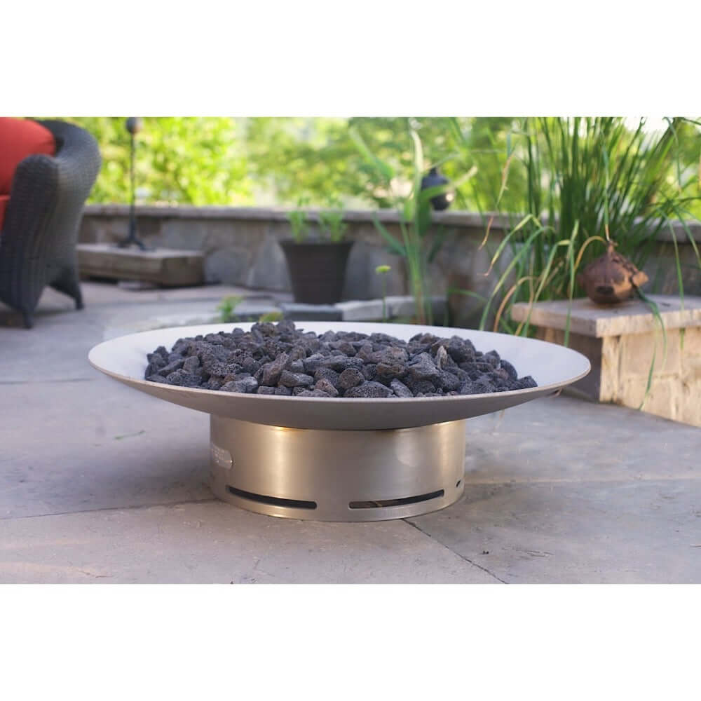 Fire Pit Art Bella Vita 34-Inch Handcrafted Stainless Steel Gas Fire Pit - not lit 