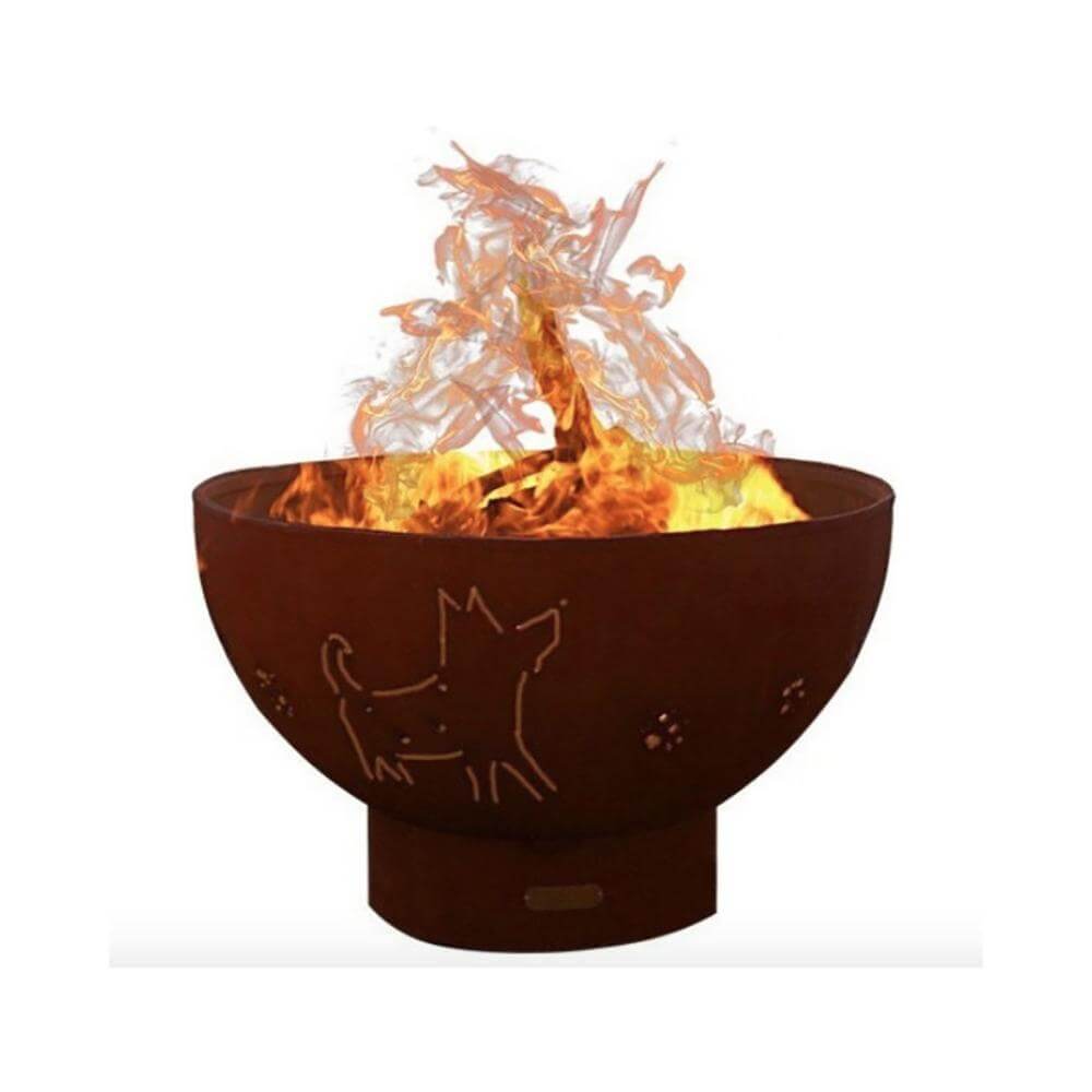 Fire Pit Art Funky Dog 36-Inch Handcrafted Carbon Steel Gas Fire Pit