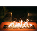 Fire Pit Art Linear 36-Inch Handcrafted Carbon Steel Gas Fire Pit - Fire pit with flames and rocks on a dark background