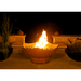 Fire Pit Art Manta Ray 36-Inch Handcrafted Carbon Steel Gas Fire Pit - Fire pit with flames glowing in an outdoor setting at night.