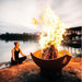 Fire Pit Art Namaste 36-Inch Handcrafted Carbon Steel Fire Pit (NAM) - woman meditating outdoors 