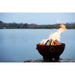 Fire Pit Art Nepal 41-Inch Handcrafted Carbon Steel Fire Pit (NP) - Fire pit with flames burning near a body of water