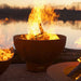 Fire Pit Art Funky Dog 36-Inch Handcrafted Carbon Steel Fire Pit (FDOG) - Fire pit with flames near a body of water during sunset