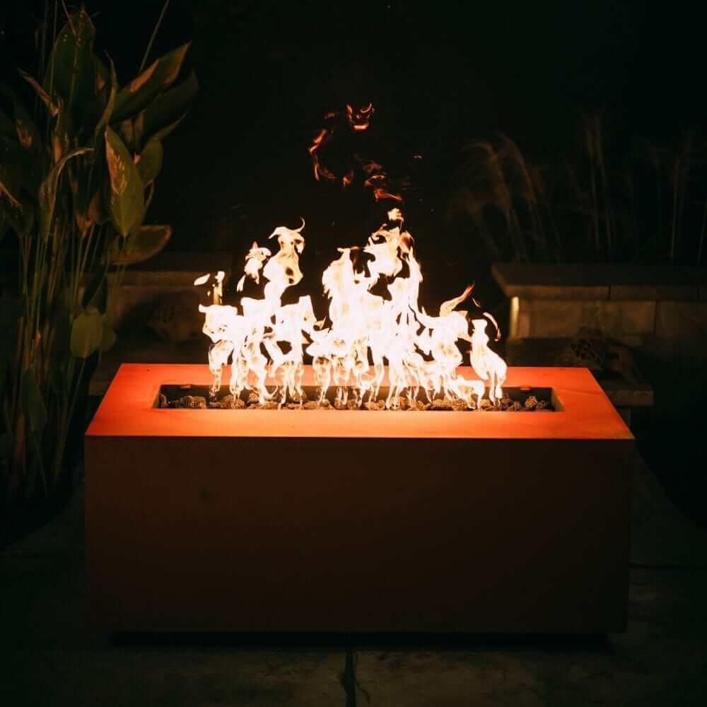 Fire Pit Art Linear 72-Inch Handcrafted Carbon Steel Gas Fire Pit - Fire pit with decorative