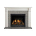 Majestic Merritt Wood Mantel with gas fireplace, modern design, complementing any home decor style.