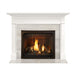 Majestic Roxborough Wood Mantel with fire in modern fireplace, enhancing living space ambiance.