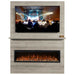 Allwood Fireplace Wall System for Spectrum Slimline Electric Fireplace - A modern entertainment center featuring a sleek TV above an electric fireplace, creating a stylish and cozy atmosphere.