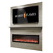Allwood Fireplace Wall System for Spectrum Slimline Electric Fireplace - Modern Flames electric fireplace display with a sleek design and a glowing flame effect below.