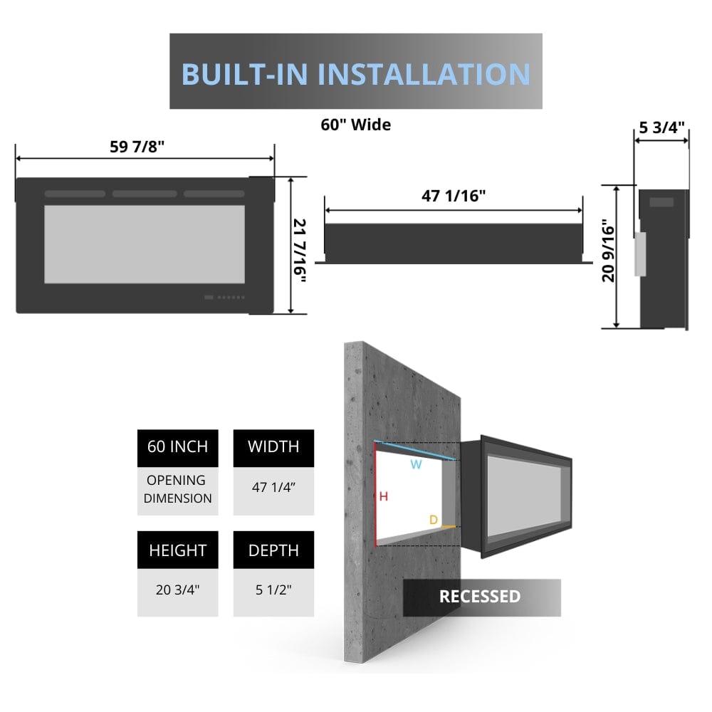 Modern Flames Challenger Series Recessed Electric Fireplace