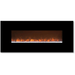 CLX 2 60" Built-in/Wall Mounted Electric Fireplace - A modern electric fireplace featuring vibrant flames above a bed of clear crystals, set against a sleek black background.