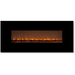 CLX 2 60" Built-in/Wall Mounted Electric Fireplace - An electric fireplace with glowing orange flames, set against a sleek black background, creating a cozy ambiance.