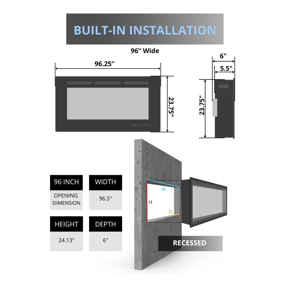 Modern Flames "Landscape Pro Slim" Smart Electric Fireplace, Sizes: 44" - 96"