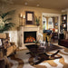 Redstone 26" Built-in Electric Fireplace Insert - Cozy and elegant living room featuring a stone fireplace, stylish furniture, decorative vases, and warm lighting.