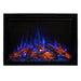 Redstone 26" Built-in Electric Fireplace Insert - Electric fireplace with glowing logs and vibrant blue flames, creating a cozy ambiance in a sleek black frame.