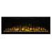 Spectrum Slimline Built-in/Wall Mounted Electric Fireplace - A modern electric fireplace displaying realistic flames with glowing logs and crystals, set in a sleek black frame.
