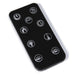 Spectrum Slimline Built-in/Wall Mounted Electric Fireplace - A black remote control featuring nine icons for various functions like heat, light, and temperature adjustments.