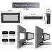 Spectrum Slimline Built-in/Wall Mounted Electric Fireplace - Diagram showing dimensions and installation options for a 74-inch wall-mounted or recessed unit, including width, height, and depth measurements.