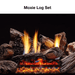 Moxie log set featuring realistic flames and natural wood textures for an authentic fireplace experience.