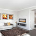 Modern living room featuring Napoleon CLEARion Elite two-sided electric fireplace and stylish decor.