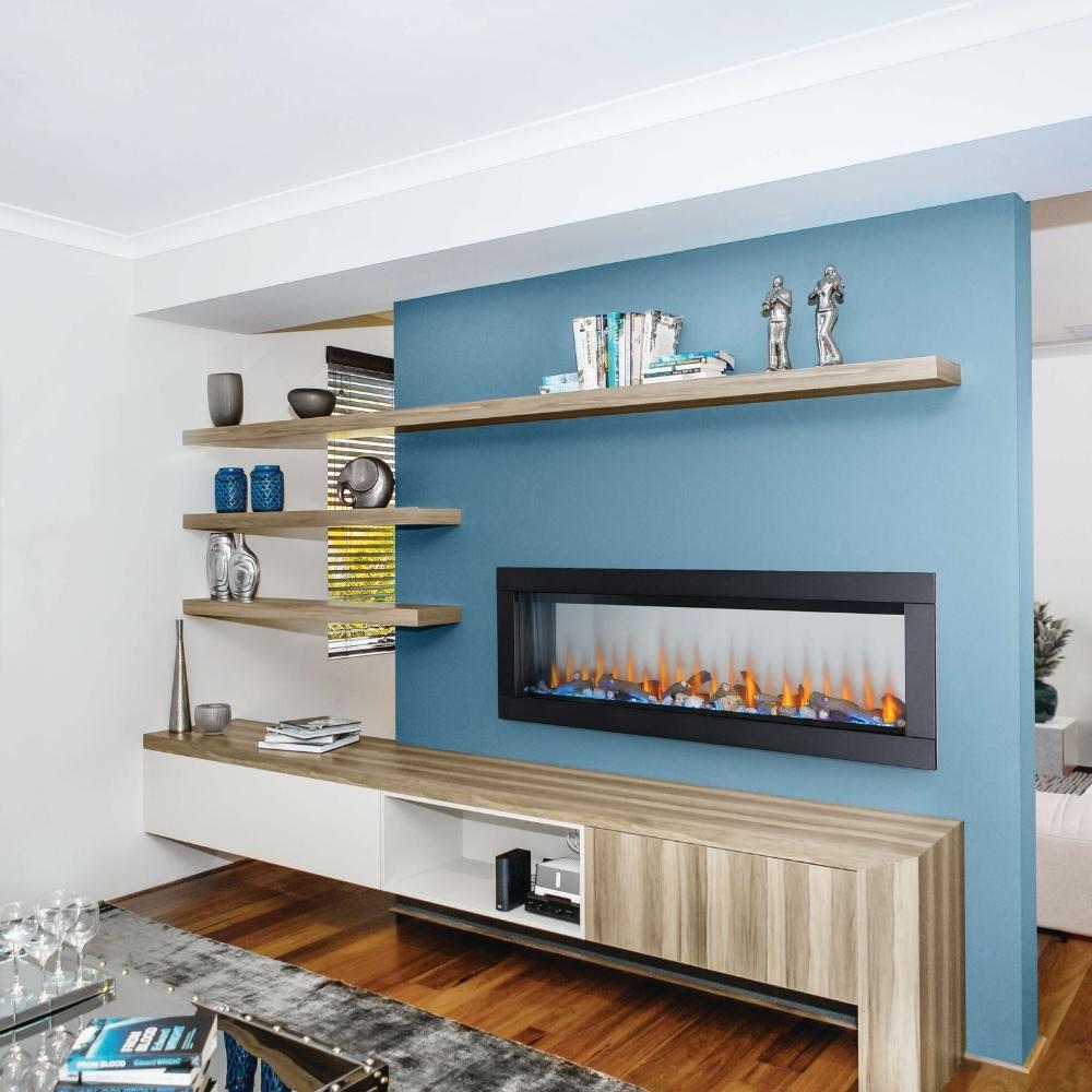 Napoleon CLEARion Elite two-sided electric fireplace enhancing warmth and ambiance in modern living spaces.
