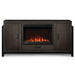 Napoleon Essential Series Franklin TV Stand with electric fireplace, designed for 75-inch TVs, in midcentury style.