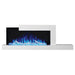 Napoleon Stylus 59-Inch wall mounted electric fireplace with USB charging, featuring a minimalist design and vibrant blue flames.