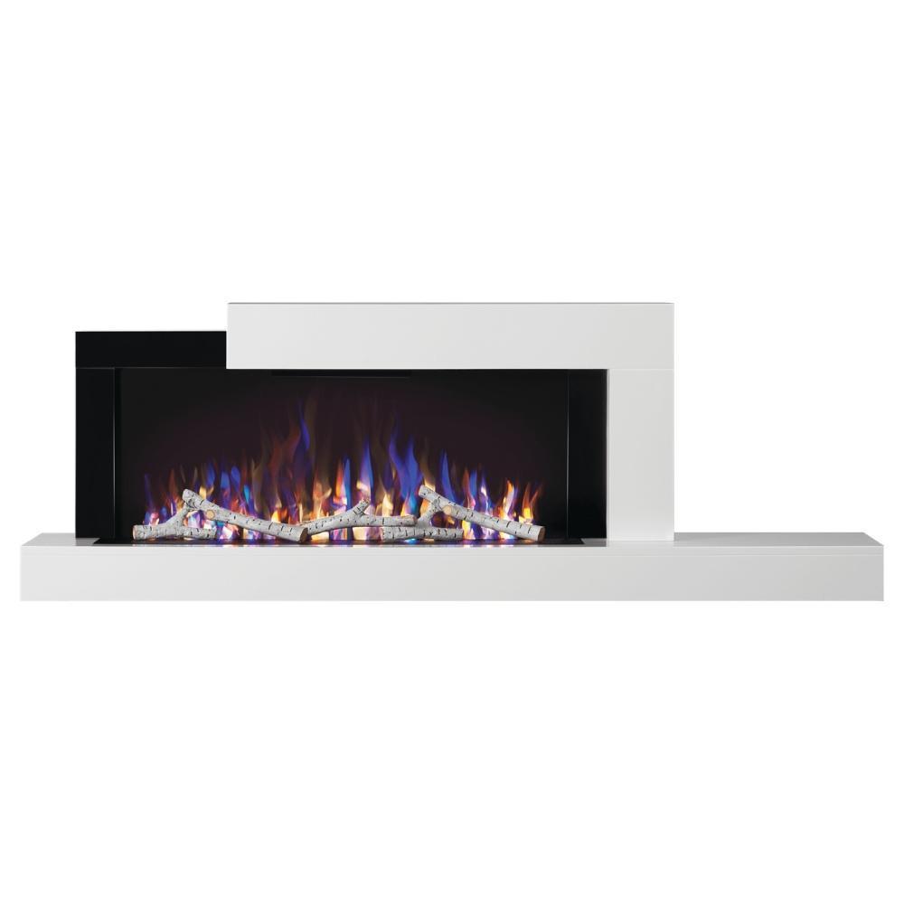 Napoleon Stylus 59-Inch wall mounted electric fireplace with USB charging port and modern minimalist design.