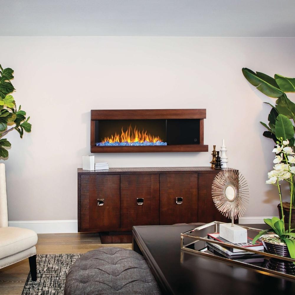 Contemporary Napoleon Stylus 59-Inch Wall Mounted Electric Fireplace with USB charging, enhancing modern interior decor.