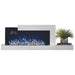 Napoleon Stylus Cara Elite 59-Inch Wall Mounted Electric Fireplace with vibrant flames and modern shelf design.
