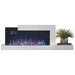 Napoleon Stylus Cara Elite 59-Inch Wall Mounted Smart Electric Fireplace with vibrant flames and stylish shelf.