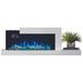 Napoleon Stylus Cara Elite 59-Inch wall mounted electric fireplace with LED flames and decorative shelf.