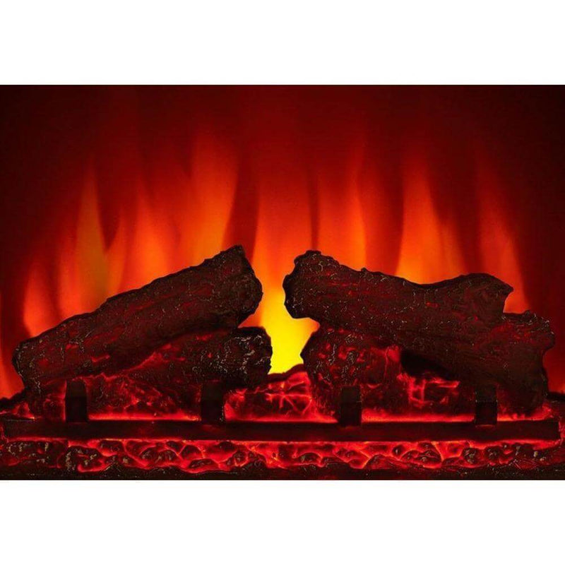 Napoleon Tranquille 30-Inch Electric Firebox with glowing log set and ember bed creating warm ambiance.