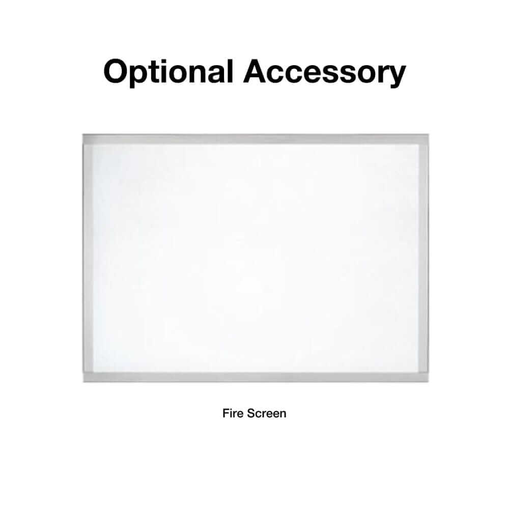 Fire screen accessory for outdoor gas fireplace, enhancing safety and design.