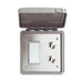 Outdoor natural gas fireplace control box with cover and igniter switches.
