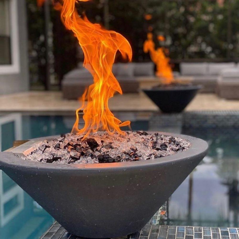 Outdoor Plus Cazo 36-Inch Round Concrete Gas Fire Bowl - Electronic (OPT-36RFOE)