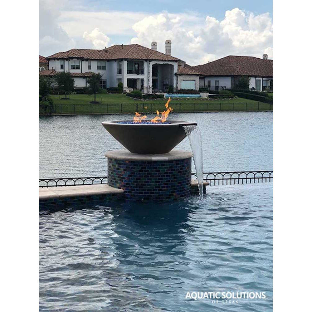 Outdoor Plus Cazo 36-Inch Round Concrete Gas Fire and Water Bowl - Electronic (OPT-36RFWE12V)