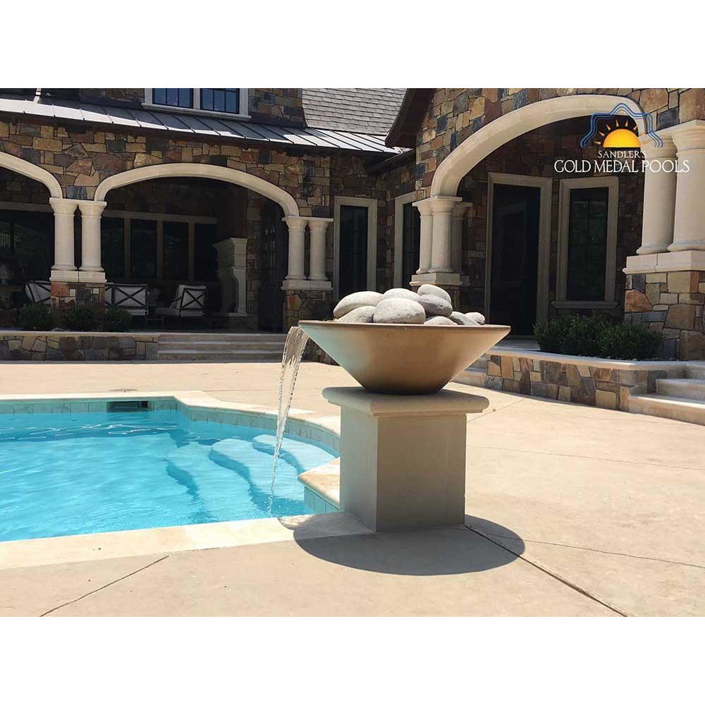 Outdoor Plus Cazo 36-Inch Round Concrete Gas Fire and Water Bowl - Electronic (OPT-36RFWE12V)