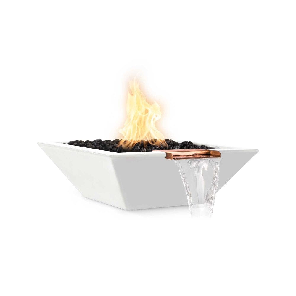 Outdoor Plus Maya 36-Inch Square Concrete Gas Fire and Water Bowl - Electronic (OPT-36SFWE)