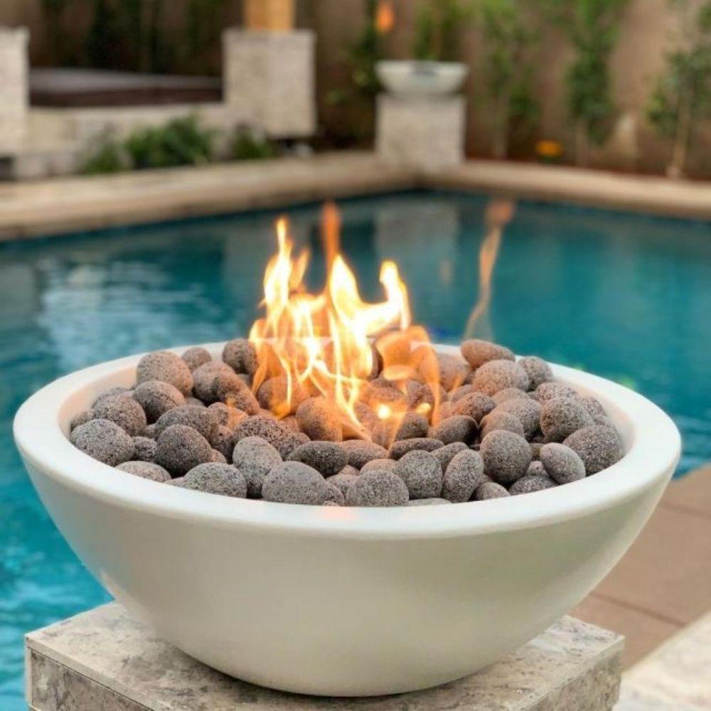 Outdoor Plus Sedona 27-Inch Round Concrete Gas Fire Bowl - Electronic (OPT-27RFOE)