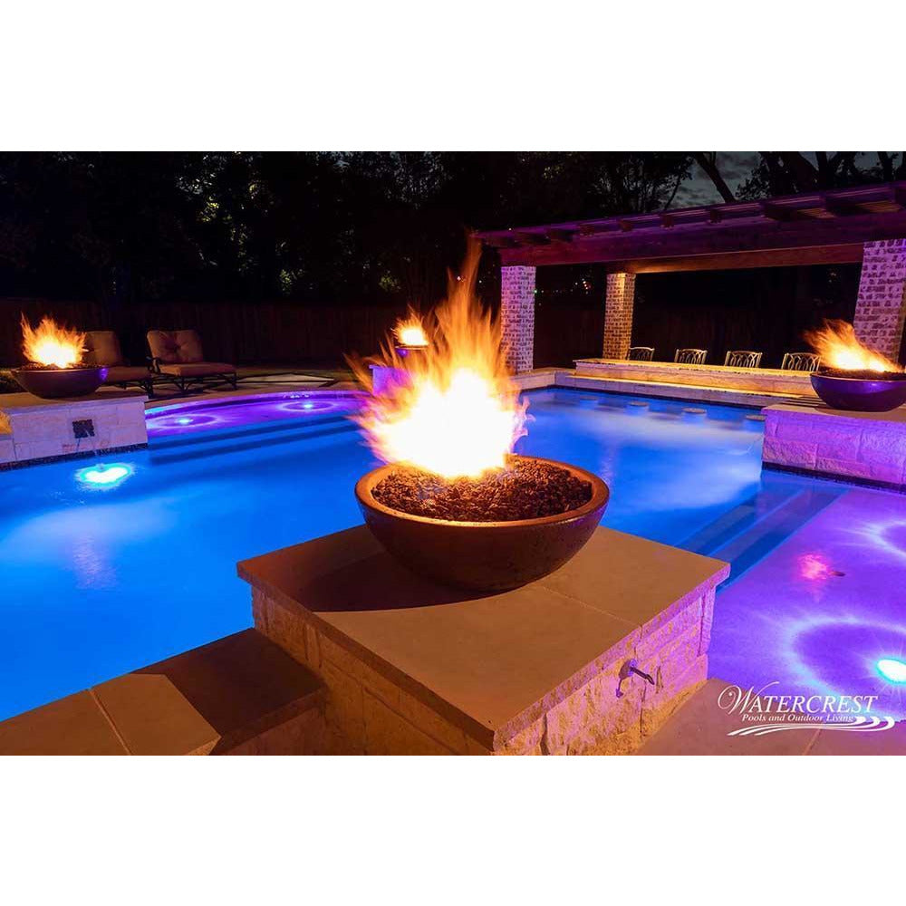 Outdoor Plus Sedona 27-Inch Round Concrete Gas Fire Bowl - Electronic (OPT-27RFOE)