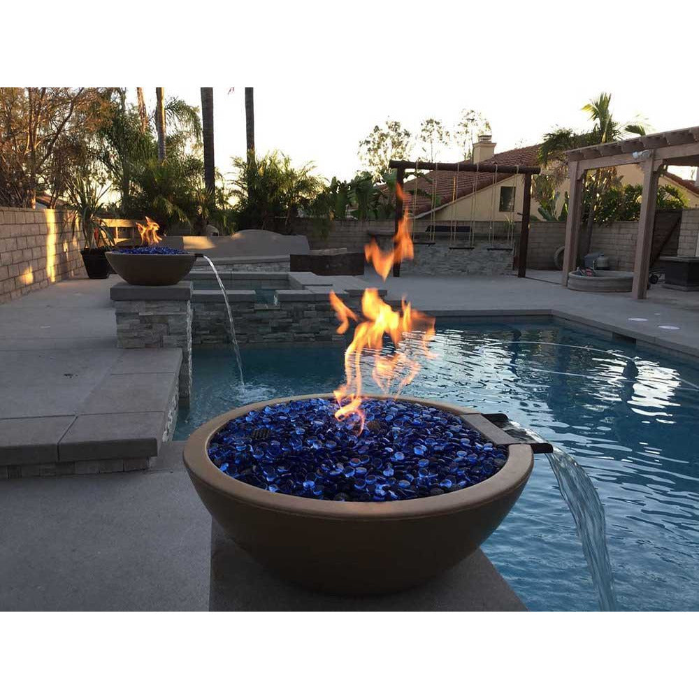 Outdoor Plus Sedona 33-Inch Round Concrete Gas Fire and Water Bowl - Electronic (OPT-33RFWE)